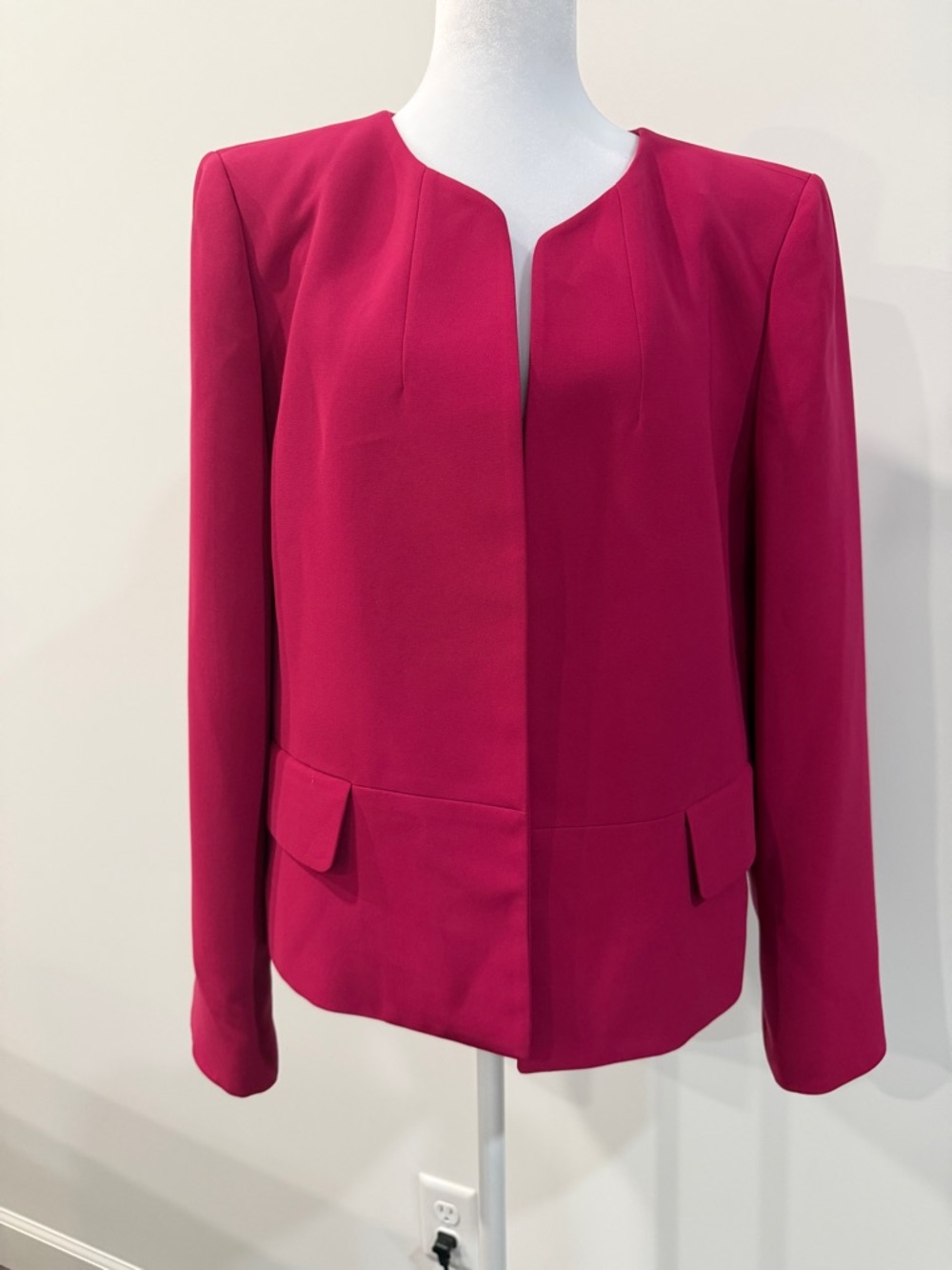 Jones Studio 16 Fuchsia Pink Open Front Blazer Women's Career Office Jacket